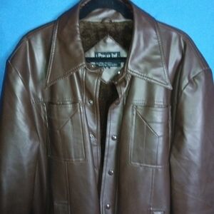Poplar Ind. Brown Faux Leather Jacket XL